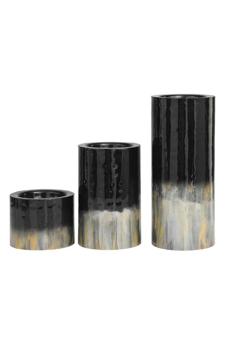 VIVIAN LUNE HOME 3-Piece Metal Candleholder Set, Main, color, Black