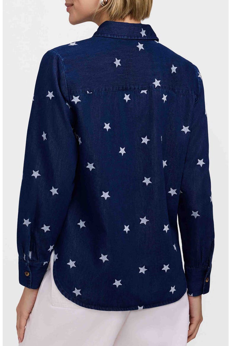 Meghan Star Embroidered Denim Button-Up Shirt, Alternate, color, NAVY BLUE/ MULTI