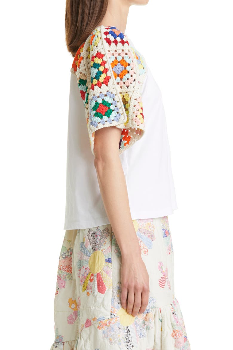 Sea Gabriela Crochet Sleeve T-Shirt, Alternate, color, MULTI