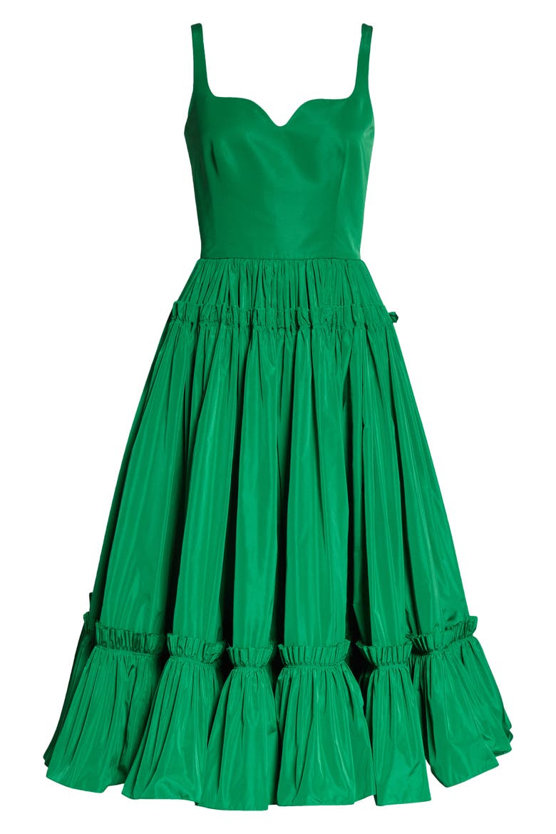 Alexander McQueen Taffeta Fit & Flare Dress, Alternate, color, VERDE