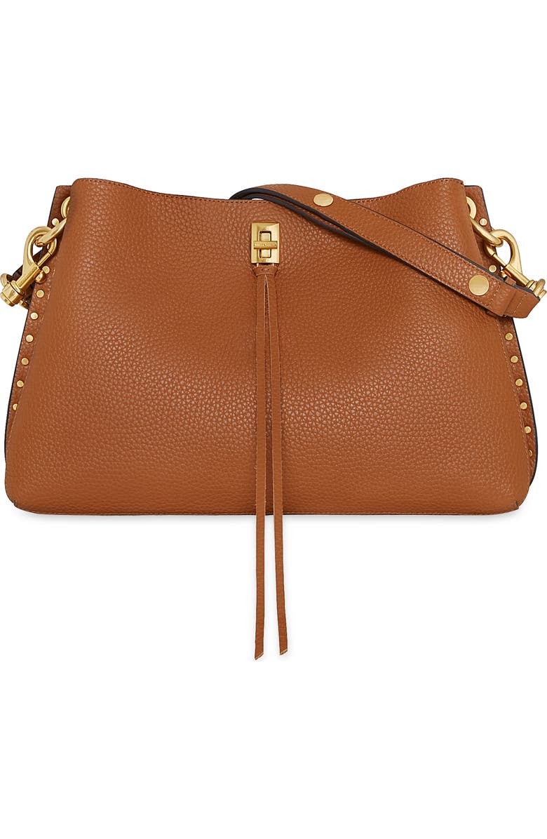 Rebecca Minkoff Darren East/West Leather Shoulder Bag, Main, color, Caramello