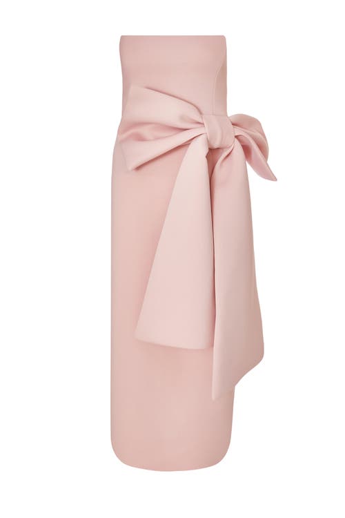 Quiz Strapless Bow Detail Maxi Dress In Pale Pink