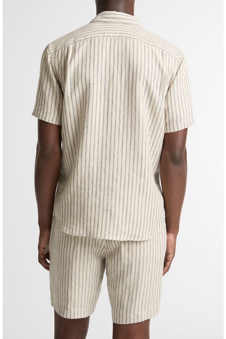 Ballstone Stripe Short Sleeve Hemp Button-Up Shirt, Alternate, color, PARCHMENT/ COASTAL STRIPES