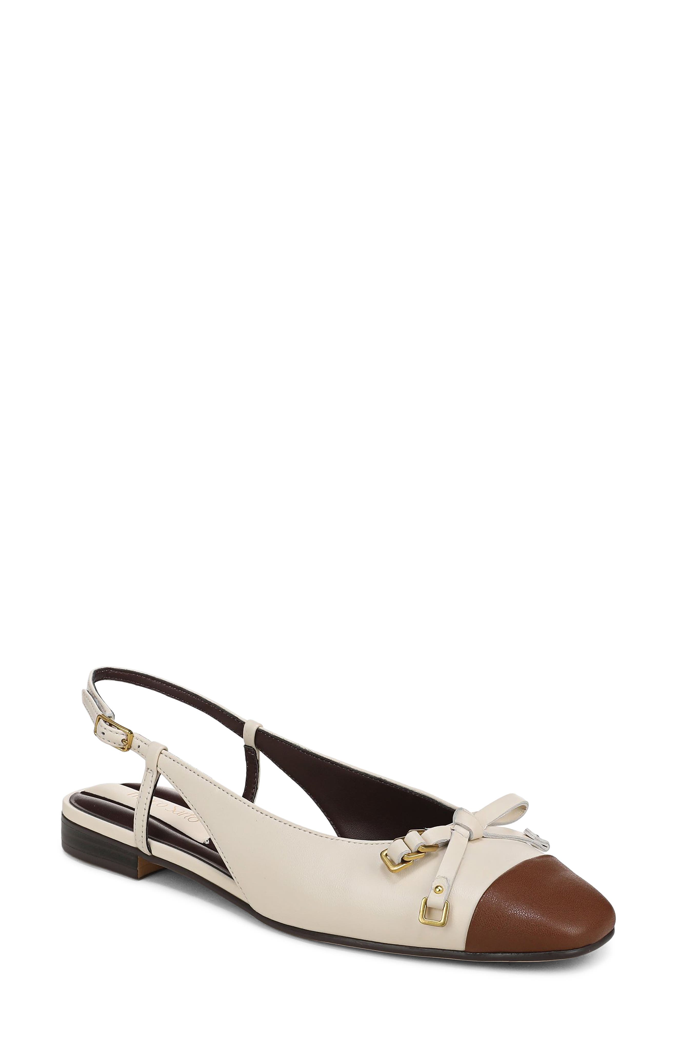 Ethel Slingback Flat, Main, color, WHITE LEATHER