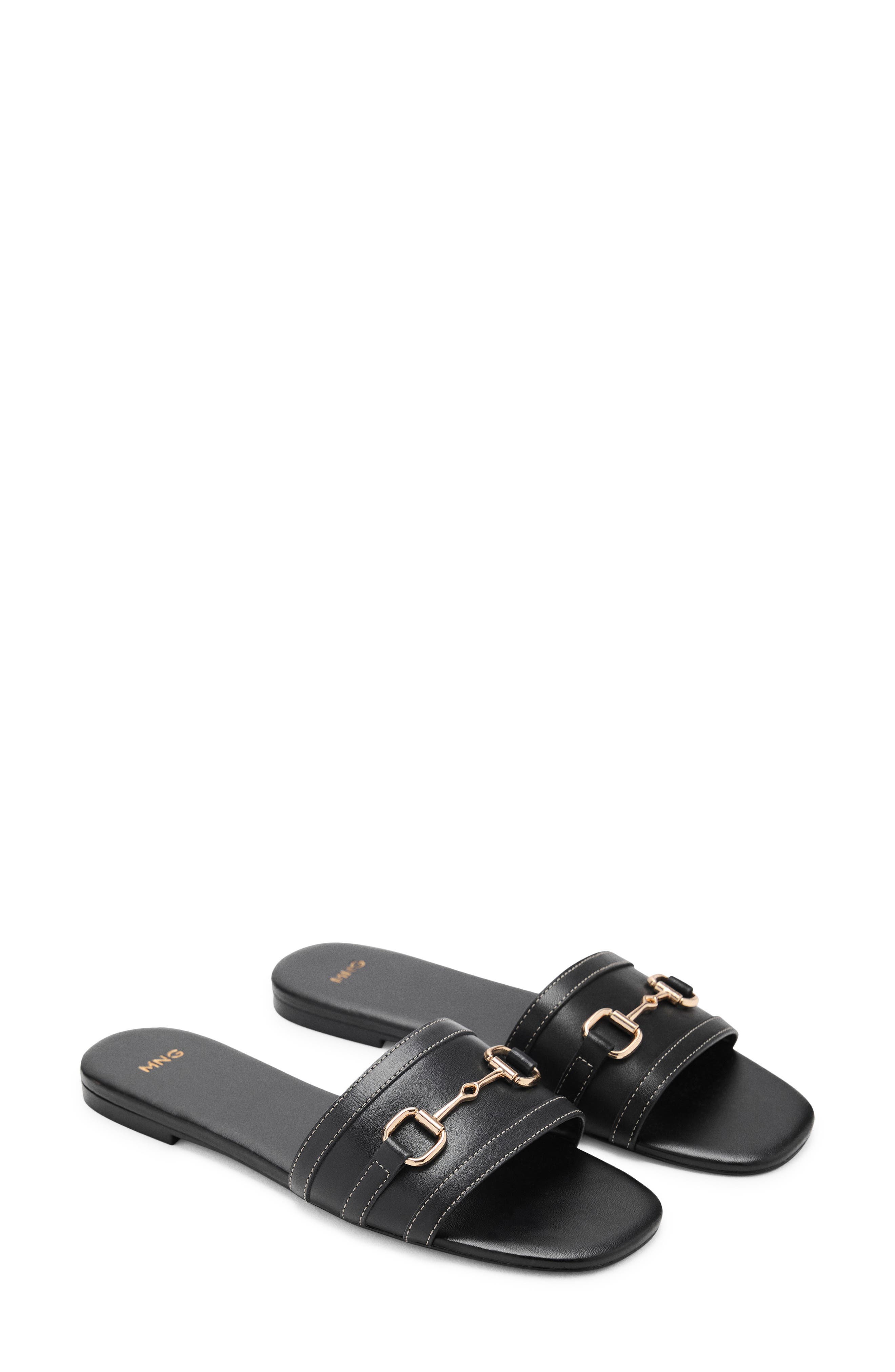 MANGO Buckle Slide Sandal, Main, color, Black