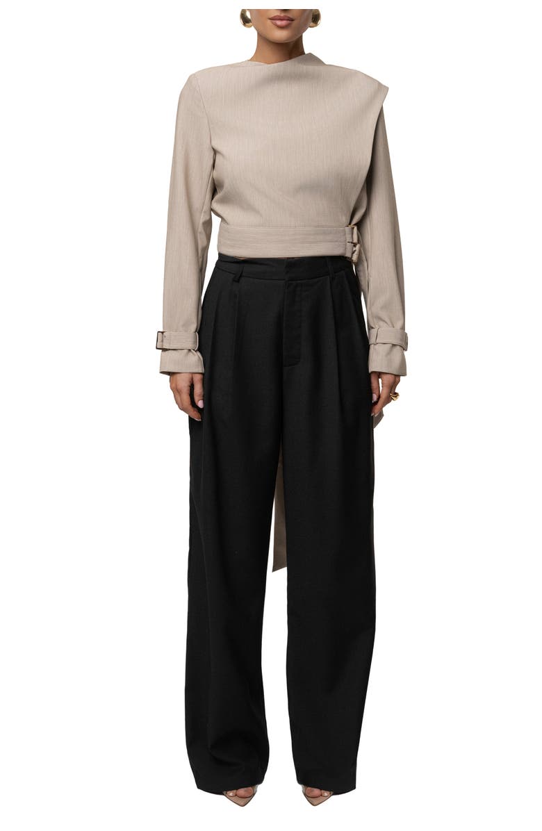 JLUXLABEL Aligned Scarf Top, Alternate, color, Beige