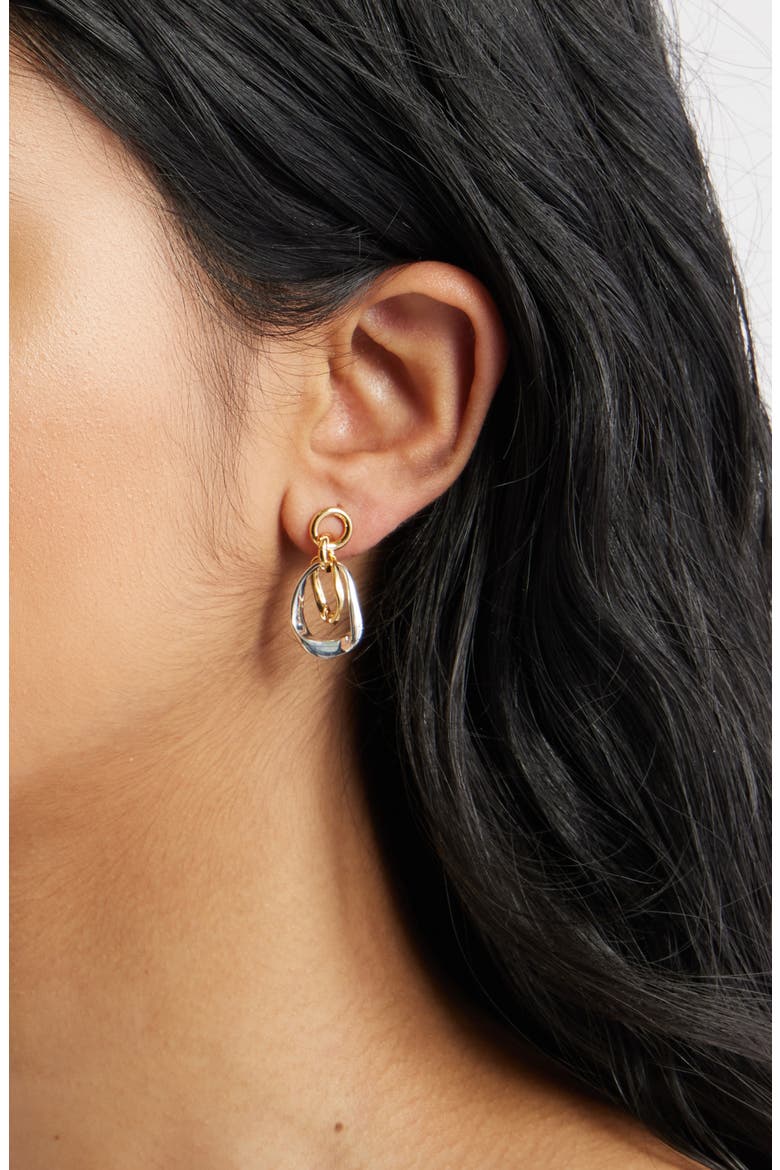 Demi Fine Frontal Hoop Drop Earrings, Alternate, color, 14K GOLD- STERLING PLATED