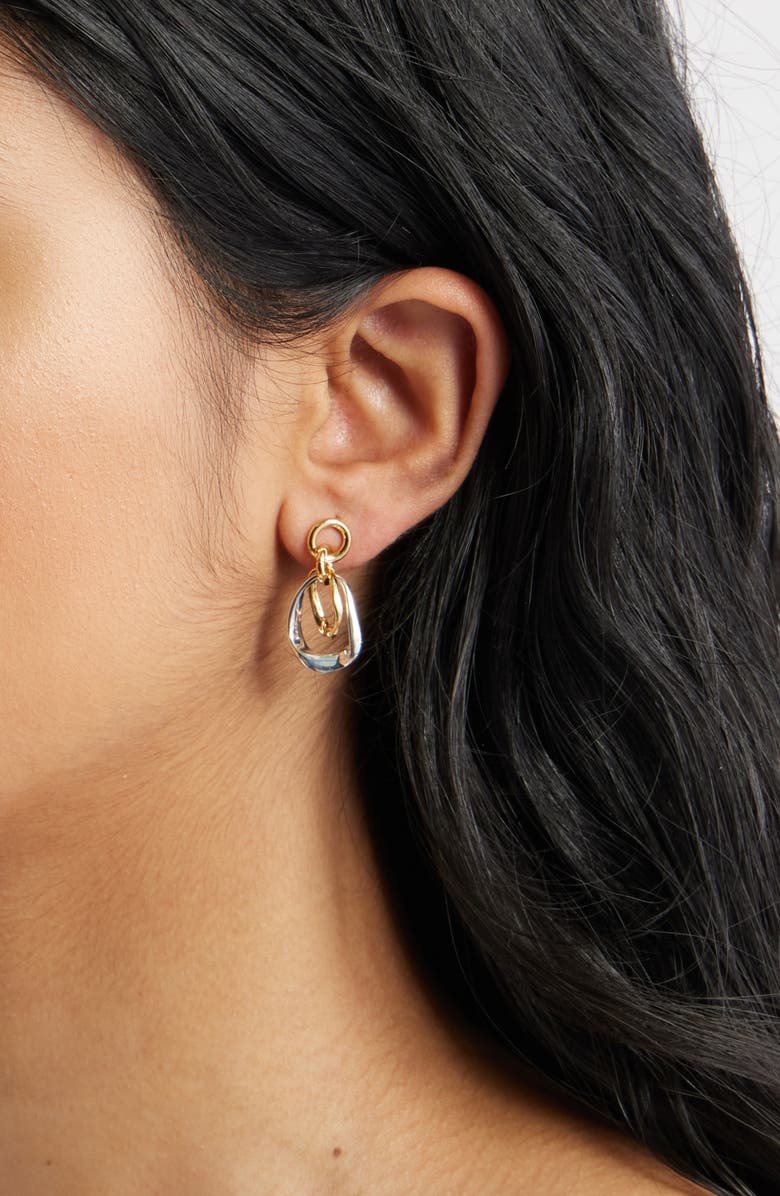 Nordstrom Demi Fine Frontal Hoop Drop Earrings, Alternate, color, 14K Gold- Sterling Plated