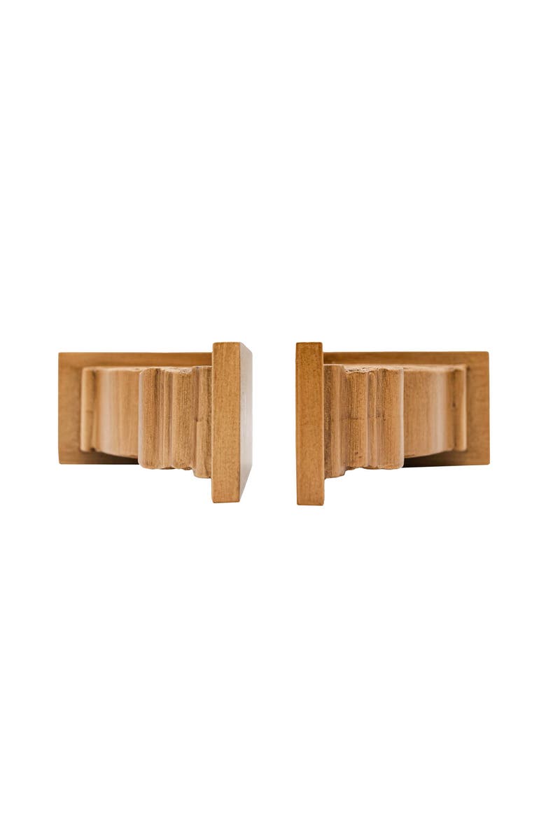 Foreside Home and Garden Set of 2 Carved Bookends Brown MDF, Alternate, color, Brown