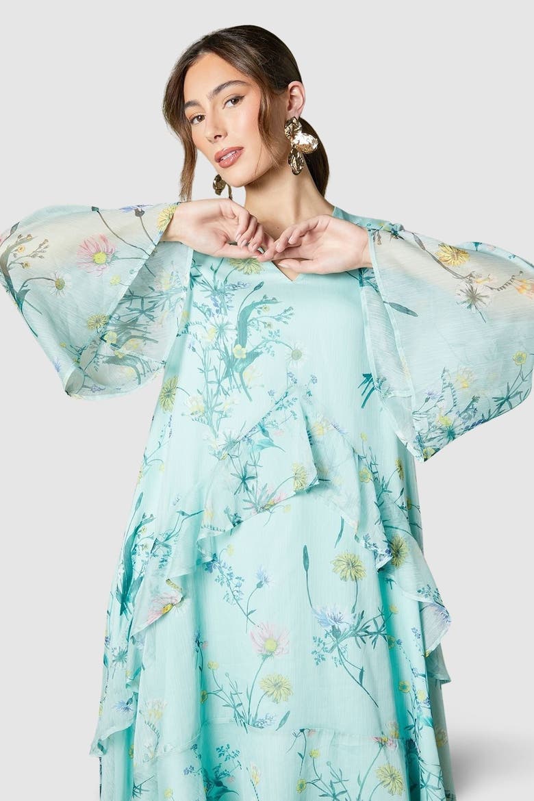 Volume Frill Maxi Dress, Alternate, color, Sage