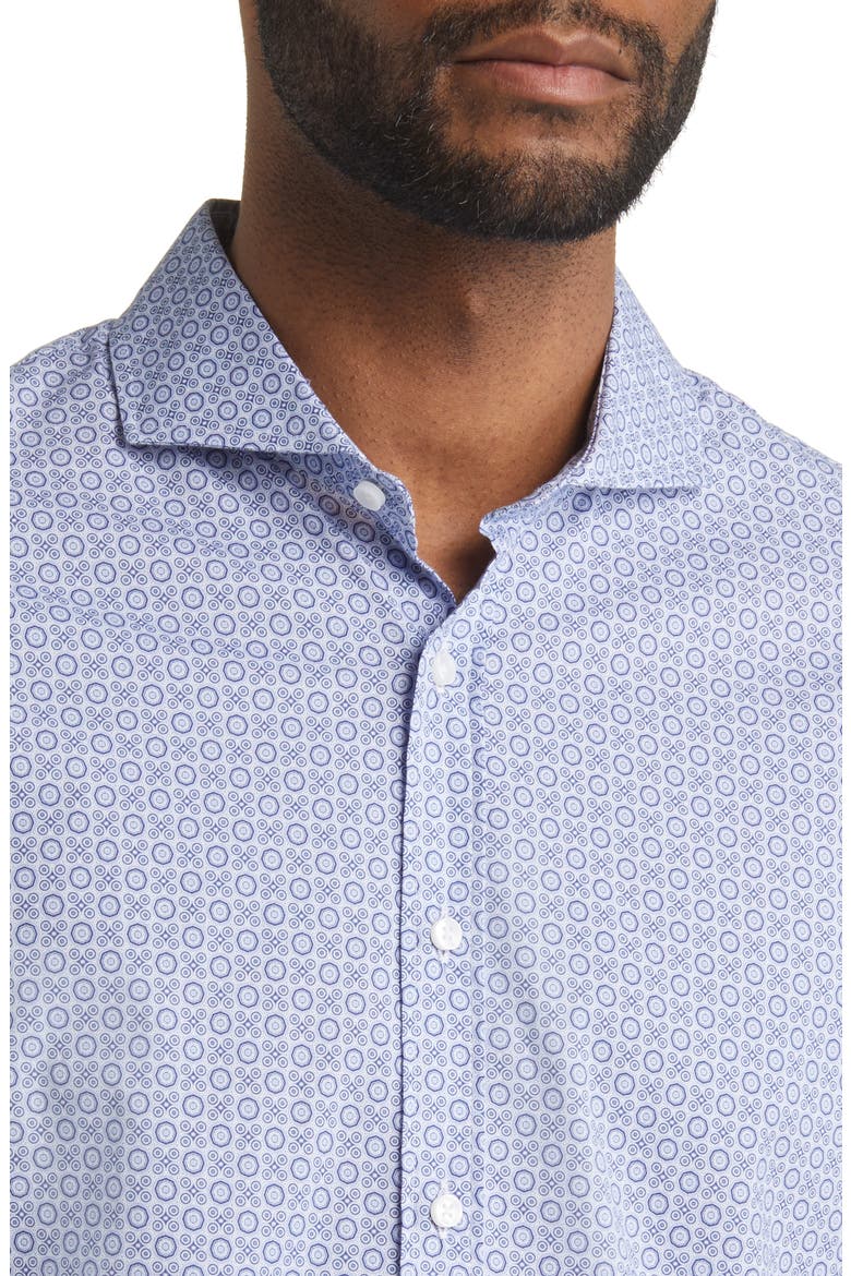 Harold Geo Print Hi Flex Stretch Cotton Button-Up Shirt, Alternate, color, COBALT