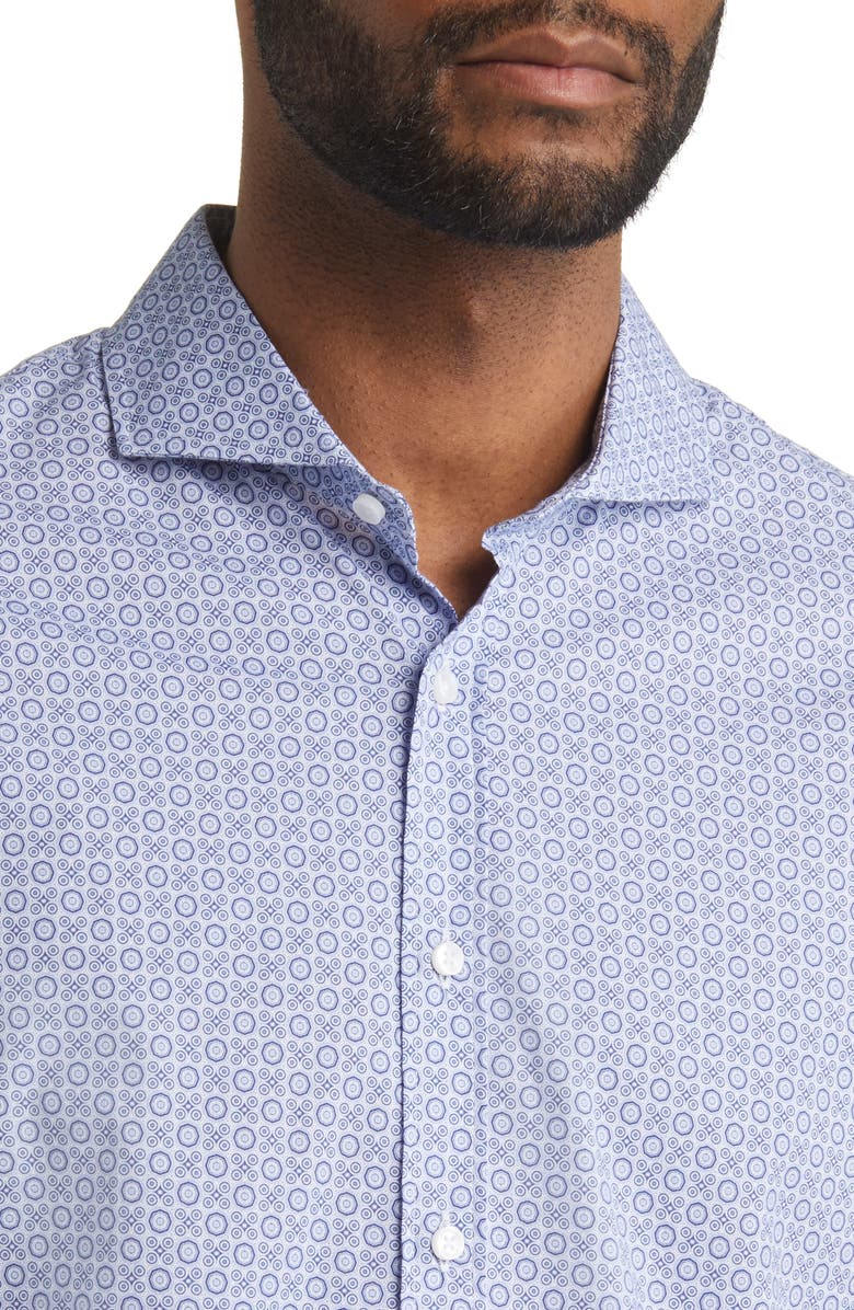 Brax Harold Geo Print Hi Flex Stretch Cotton Button-Up Shirt, Alternate, color, Cobalt