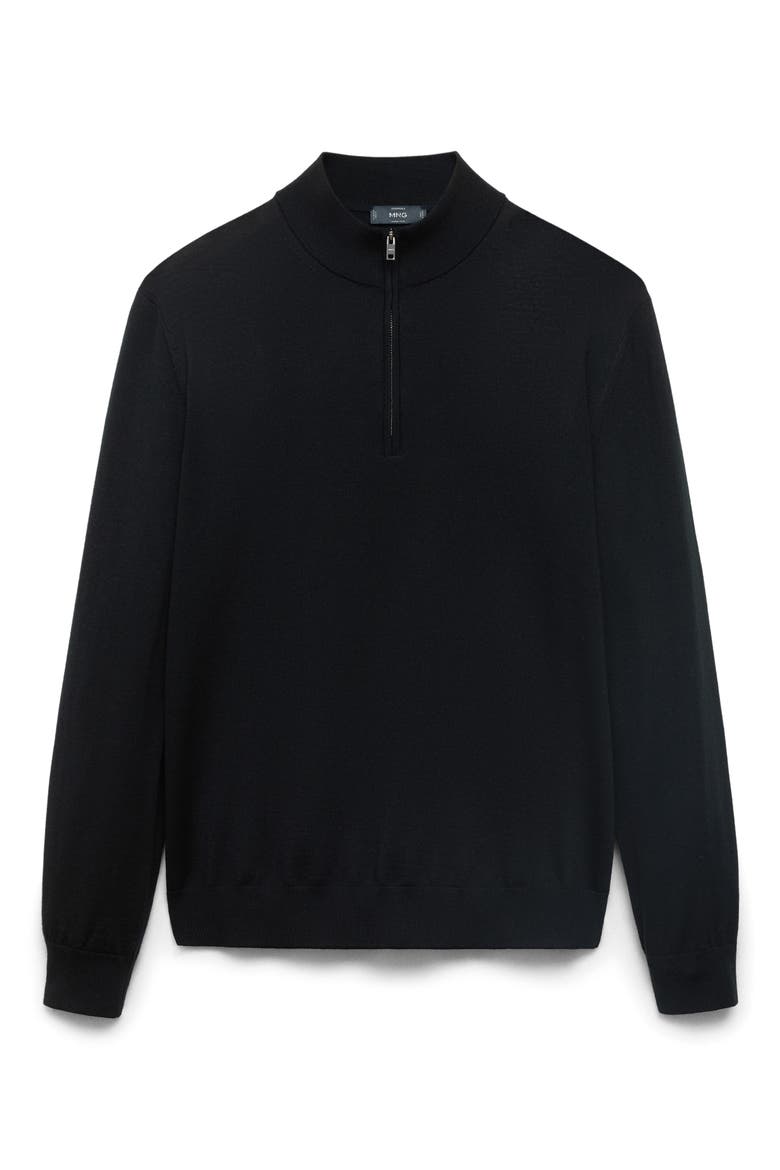 Perkins Wool Quarter Zip Sweater, Alternate, color, BLACK