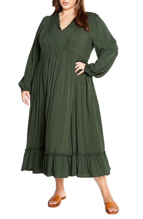 Alena Long Sleeve Midi Dress (Plus)