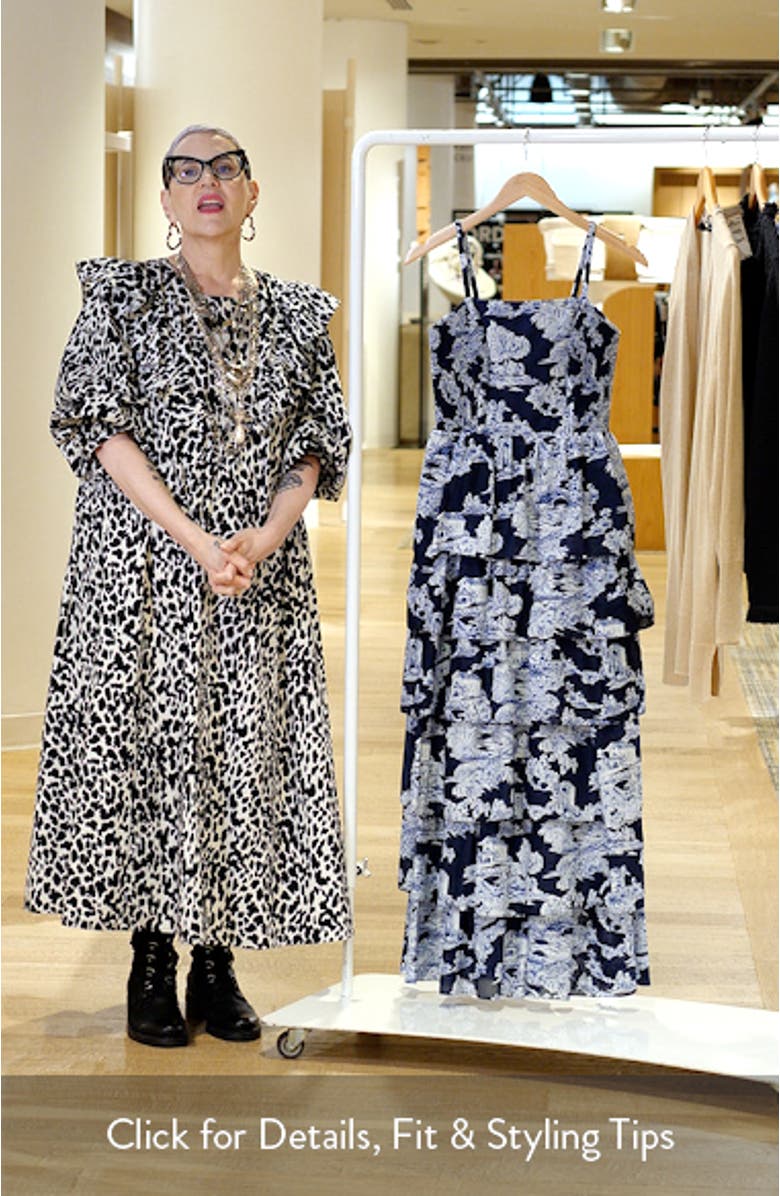 Mixed Print Tiered Cotton Maxi Dress, sales video thumbnail