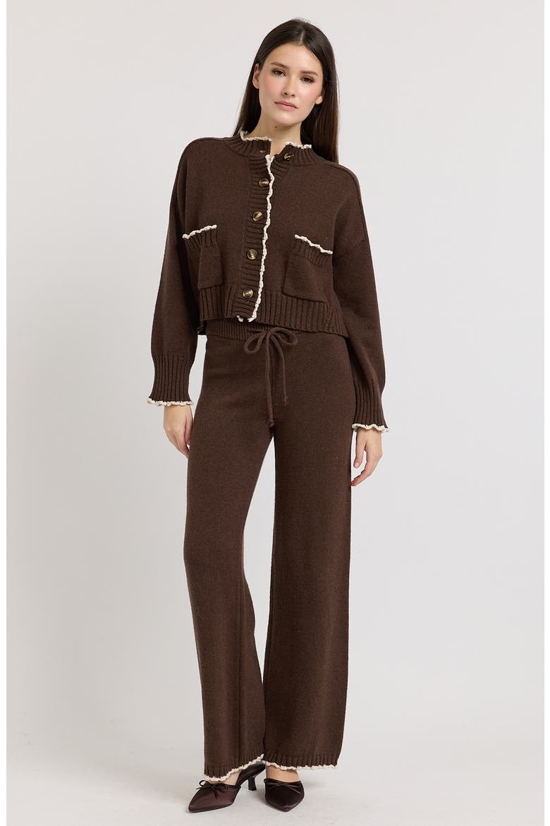 Victoria Drawstring Wide Leg Knit Pants, Alternate, color, BROWN