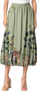 CIEBON Andrey Printed Midi Skirt