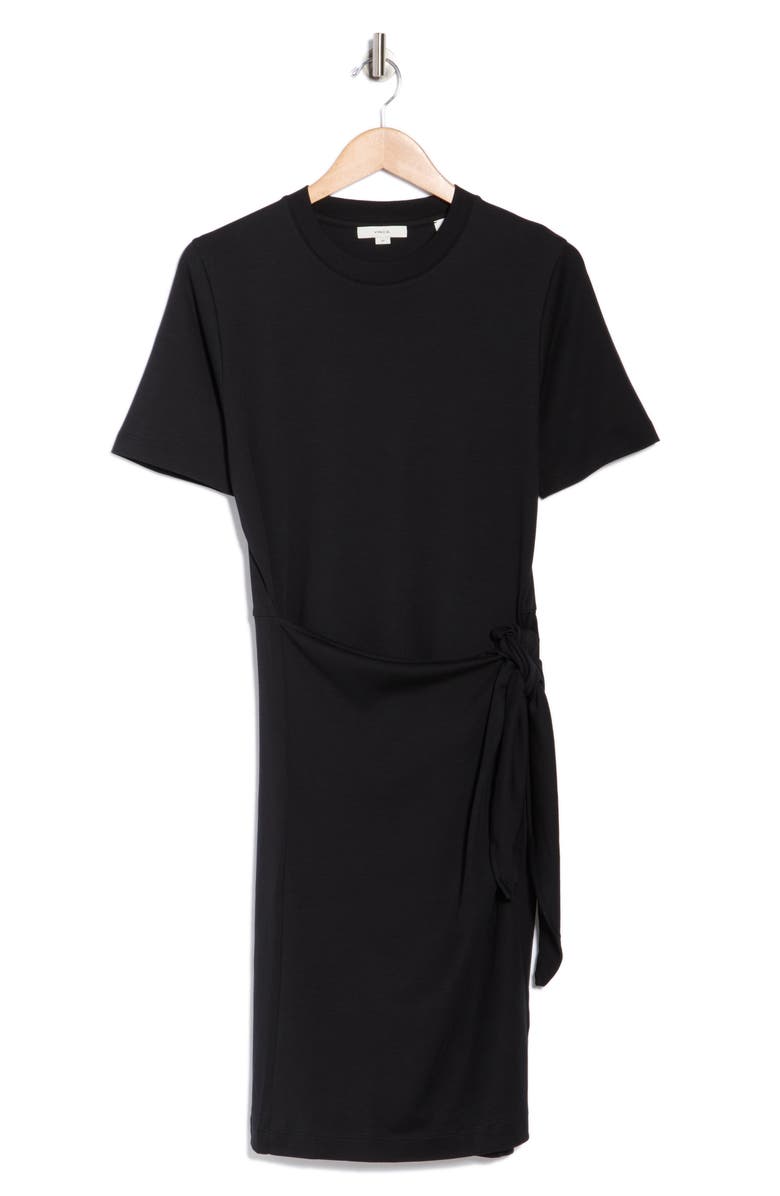 Vince Side Tie Short Sleeve Cotton Jersey Dress, Alternate, color, Black