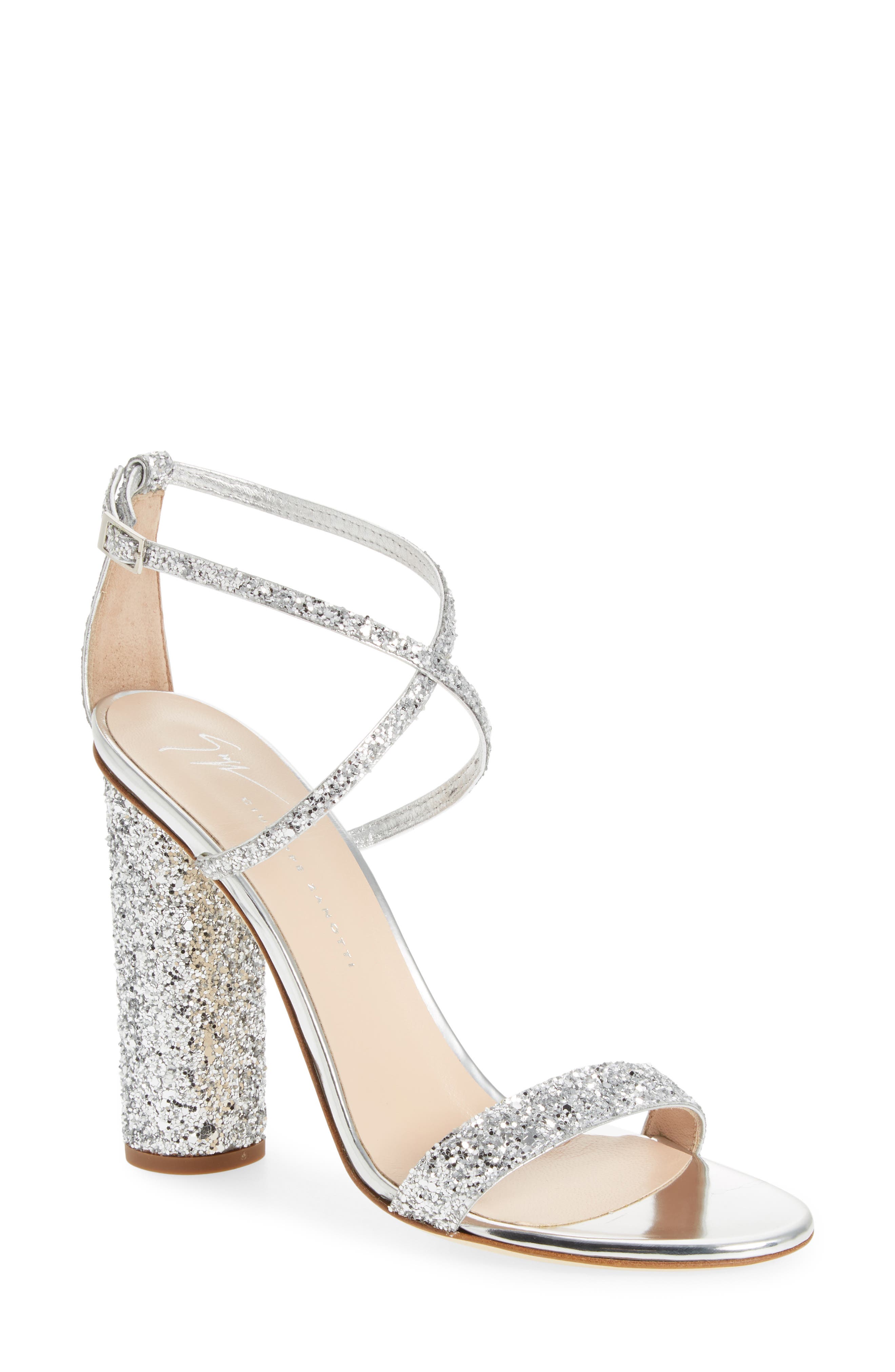 Giuseppe Zanotti Glitter Heel Sandal, Main, color, 