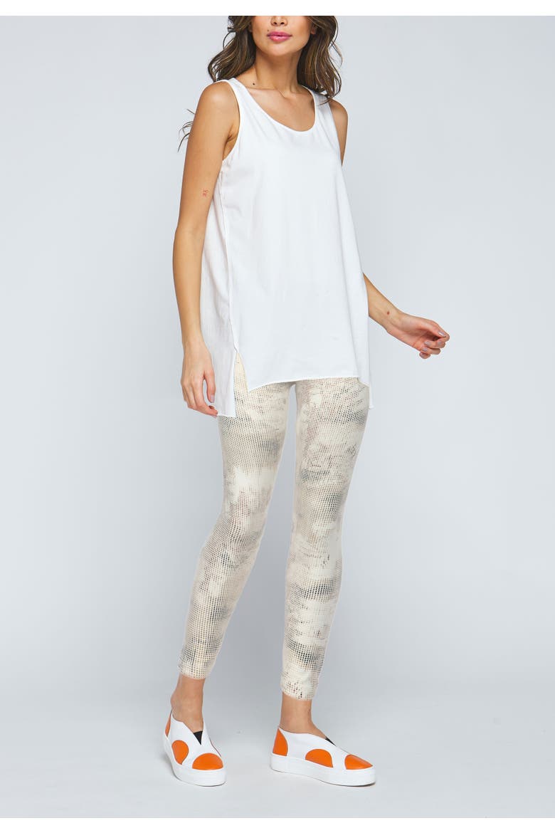 Luna Printed Cotton Jersey Leggings, Alternate, color, Ecru