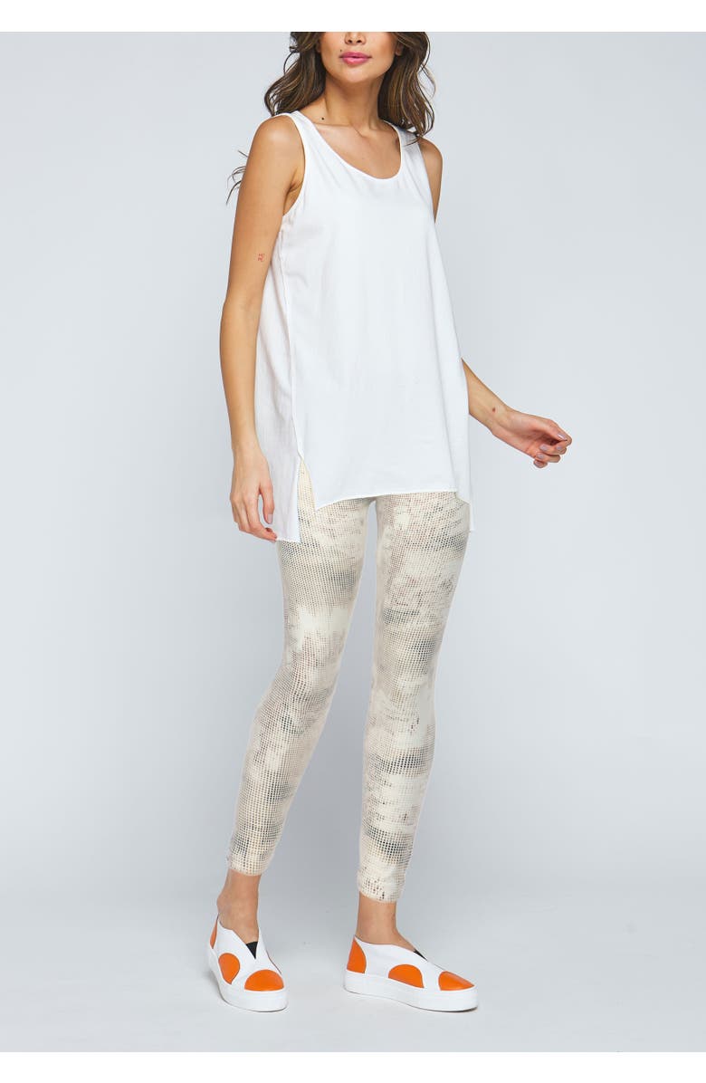 LUUKAA Luna Printed Cotton Jersey Leggings, Alternate, color, Ecru