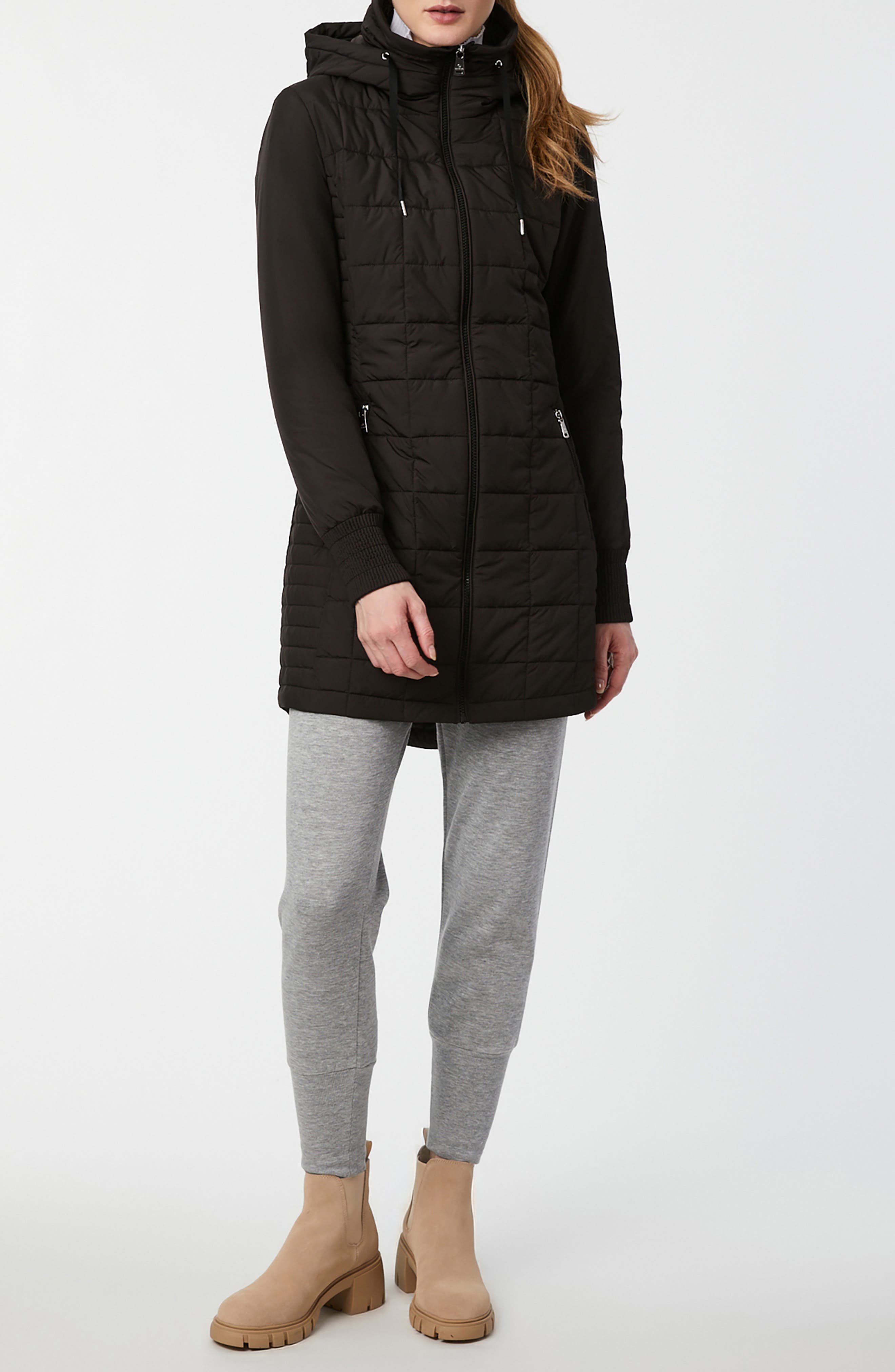 Bernardo Water Resistant Puffer Hooded Jacket & Tote, Alternate, color, 