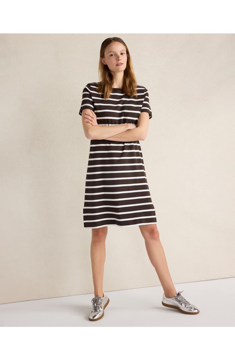 Haven Well Within Organic Cotton Interlock Striped T-Shirt Dress, Main, color, Coffee Bean/White