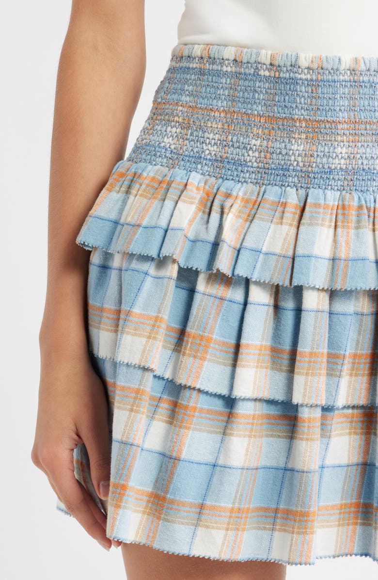 LOVE THE LABEL Vera Smocked Tiered Cotton Miniskirt, Alternate, color,