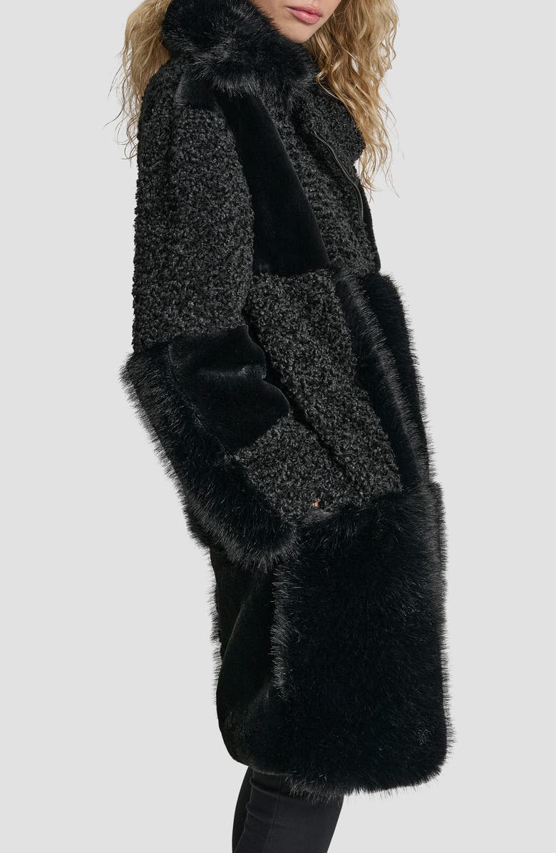 DKNY Patchwork Mixed Faux Fur Coat, Alternate, color, 