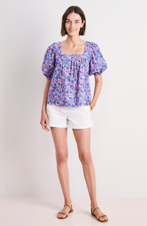Vineyard Vines Short Sleeve Cotton Seersucker Top In Helen Floral Sm