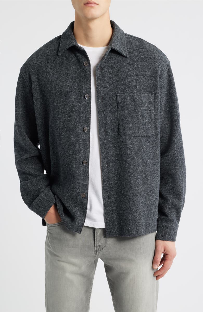 FRAME Waffle Knit Button-Up Shirt, Main, color, Heather Grey