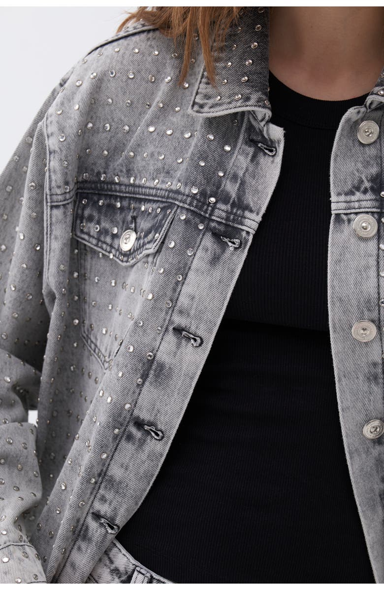 Nocturne Oversized Stone-Embellished Jean Jacket | Nordstrom