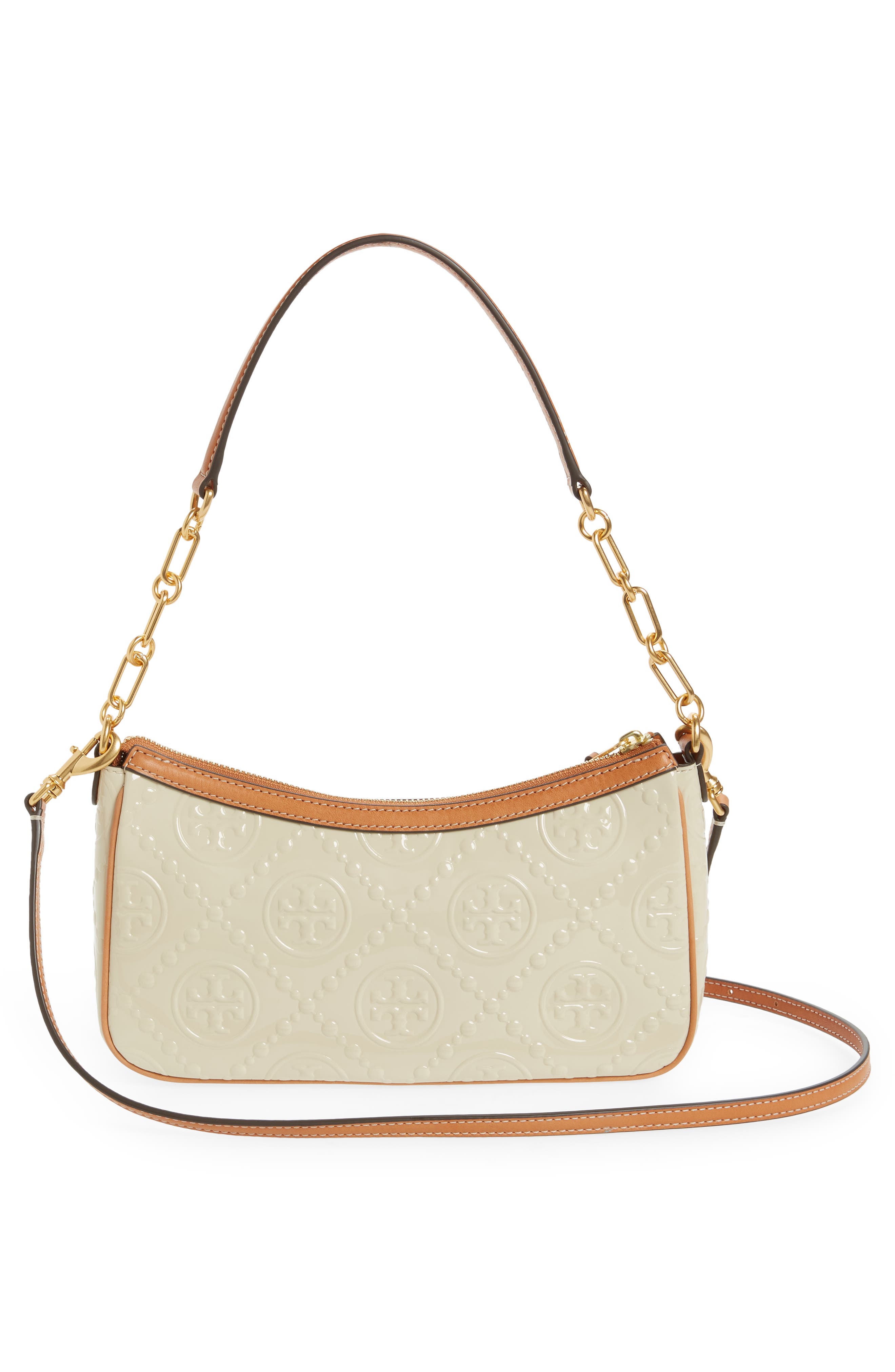 Tory Burch T Monogram Embossed Patent Leather Studio Bag, Alternate, color, 