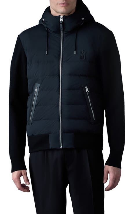 Andrew Quilted Down Stretch Mixed Media Jacket