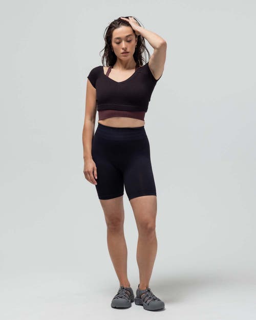 Reformer Ribbed Cap Sleeve Crop Top In Purple
