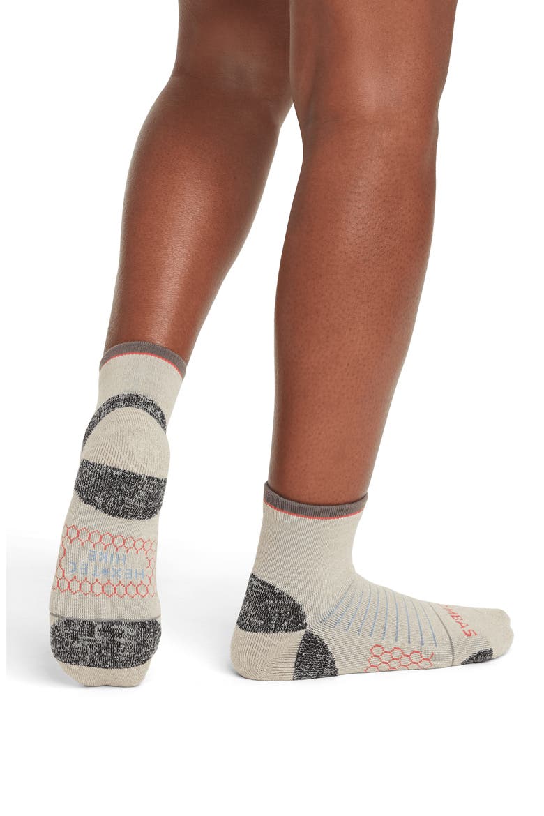 Stripe Merino Wool Blend Hiking Quarter Socks, Alternate, color, WASHED TAUPE
