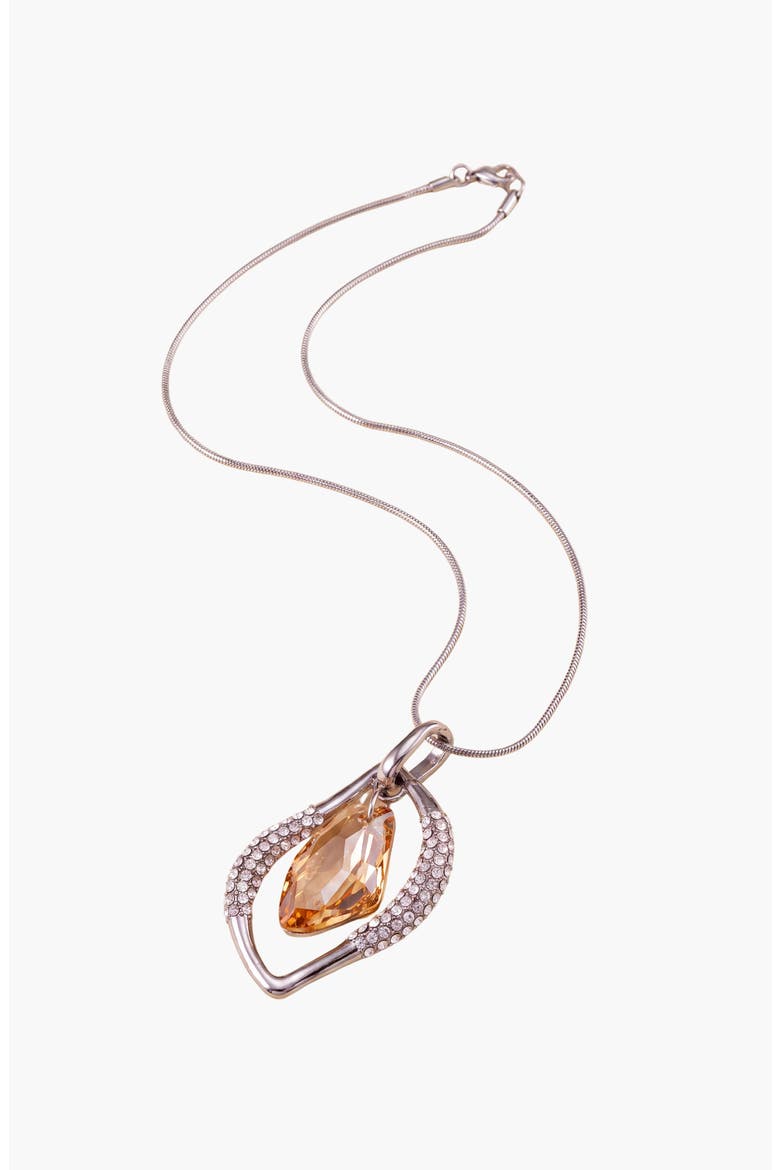 Crystal Open Frame Pendant Necklace, Alternate, color, Silver