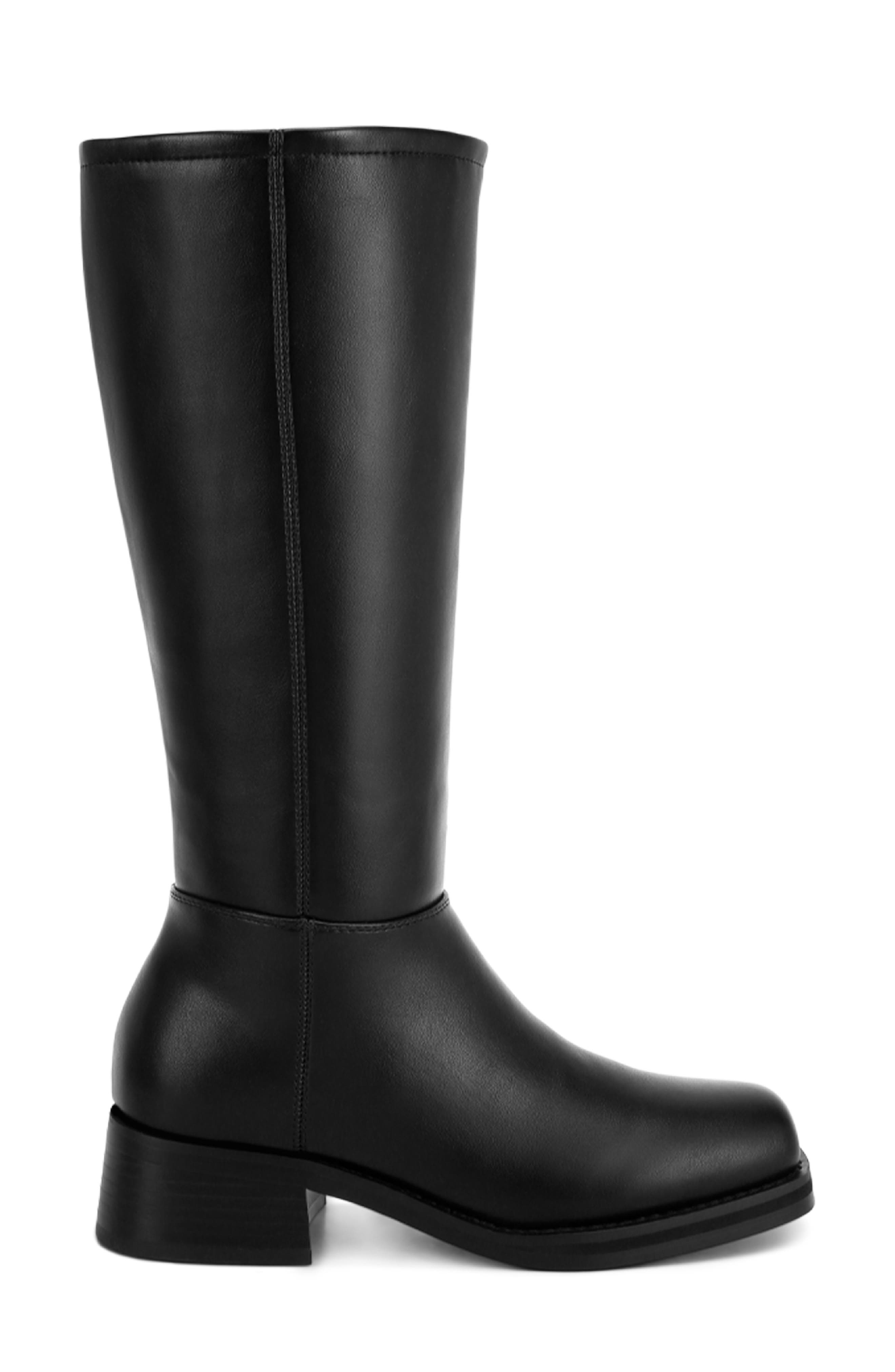 Golda Faux Leather Knee High Boot, Alternate, color, BLACK