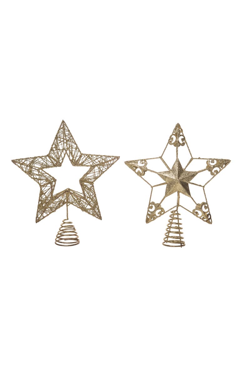 Transpac Metal Gold Glitz Tree Topper Set of Two Christmas Decor, Main, color, 