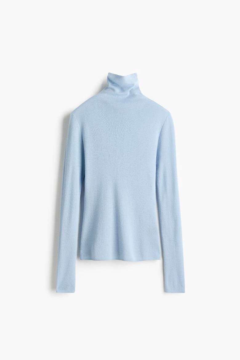 Cashmere-Blend Turtleneck Sweater, Main, color, Light blue