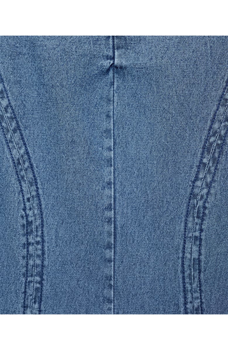 MANGO Seam Detail Flare Denim Dress, Alternate, color, Medium Blue