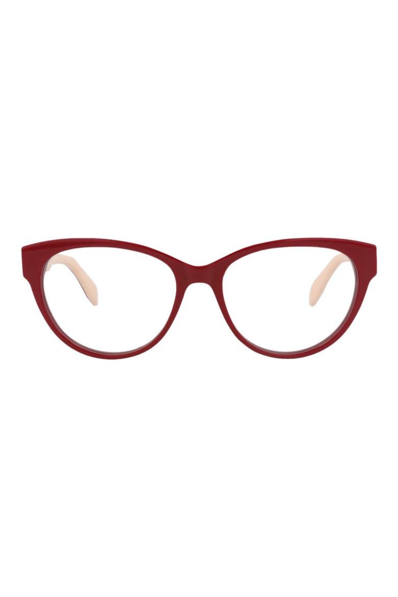 52mm Cat Eye Sunglasses, Main, color, RED RED TRANSPARENT