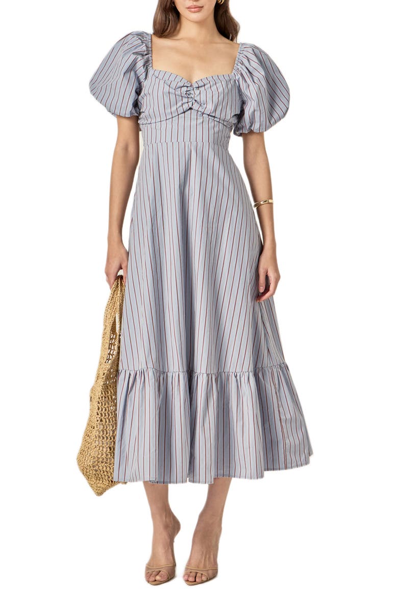 Stripe Back Tie Maxi Dress, Main, color, BLUE MULTI