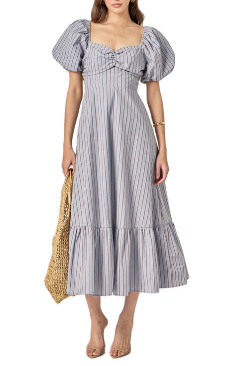 Stripe Back Tie Maxi Dress