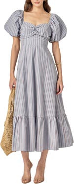 English Factory Stripe Back Tie Maxi Dress
