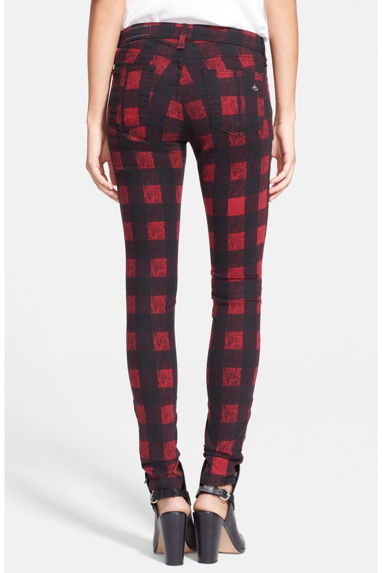Zip Detail Print Denim Leggings, Alternate, color, RED BUFFALO