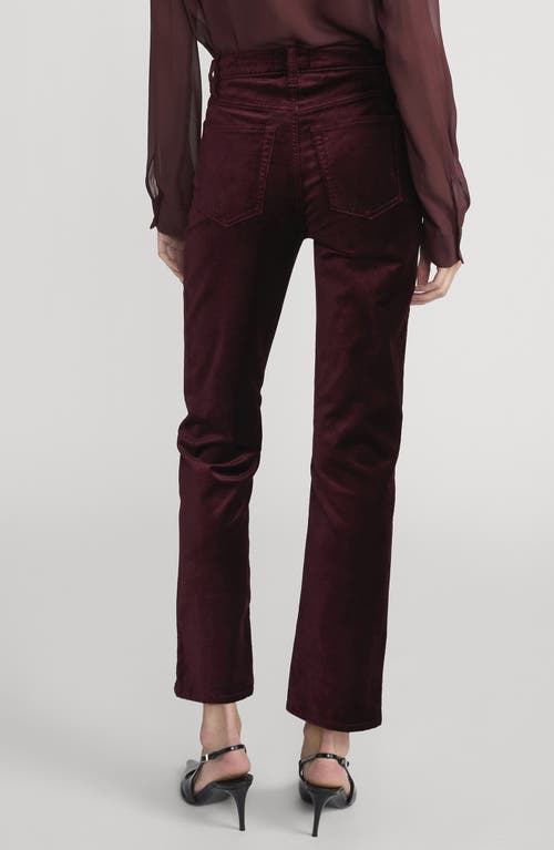 Frame Le Sleek Velvet Ankle Straight Leg Pants In Burgundy