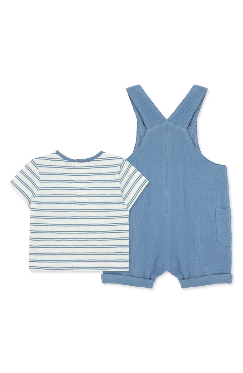 Little Me Stripe T-Shirt & Overalls Set, Alternate, color,