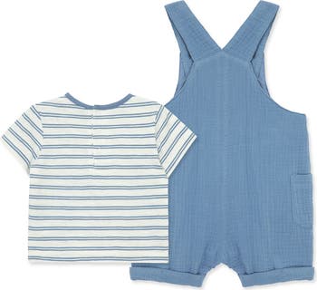 Stripe T-Shirt & Overalls Set