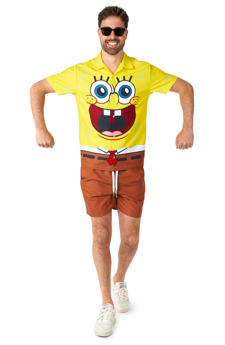 OppoSuits Spongebob Camp Shirt & Shorts Set, Alternate, color, Yellow